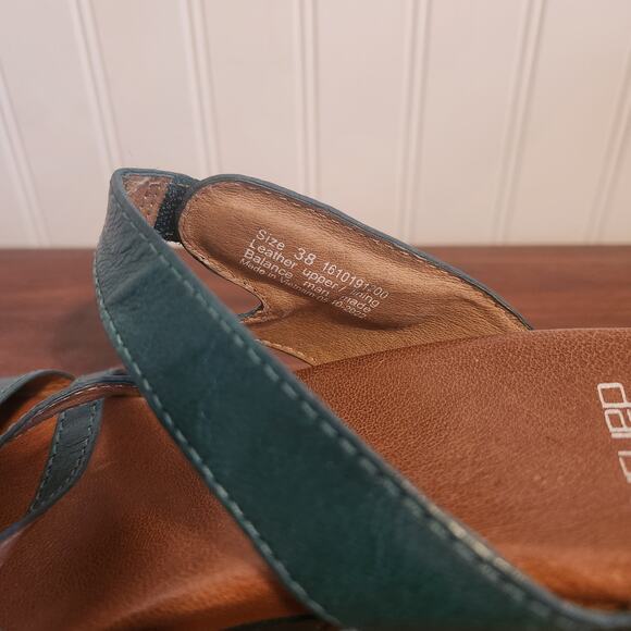 Dansko Womens Size 7.5/38 Man Made Leather Teal Open Toe Chunky Heel Sandals New - Picture 8 of 10